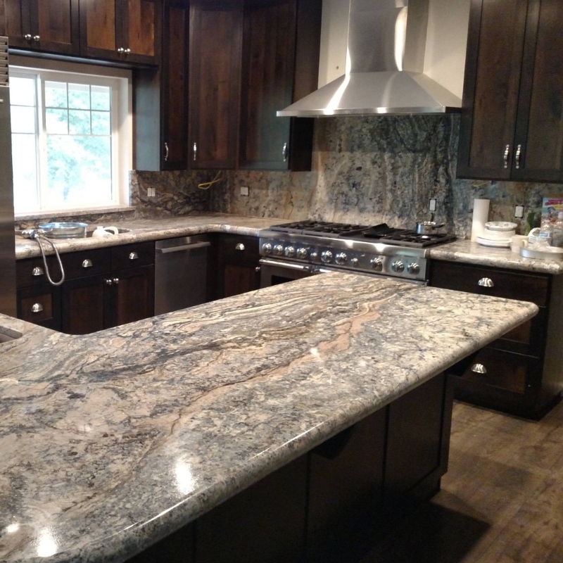 Favorite Natural Granite Counters To Top Cherry Wood Cabinetry