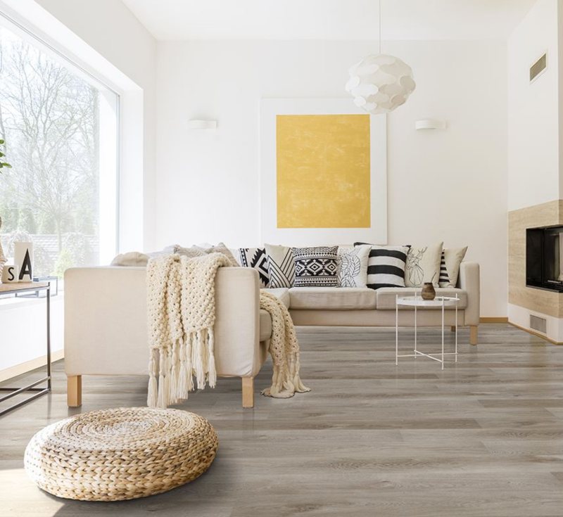 ight and fresh living room with luxury vinyl flooring